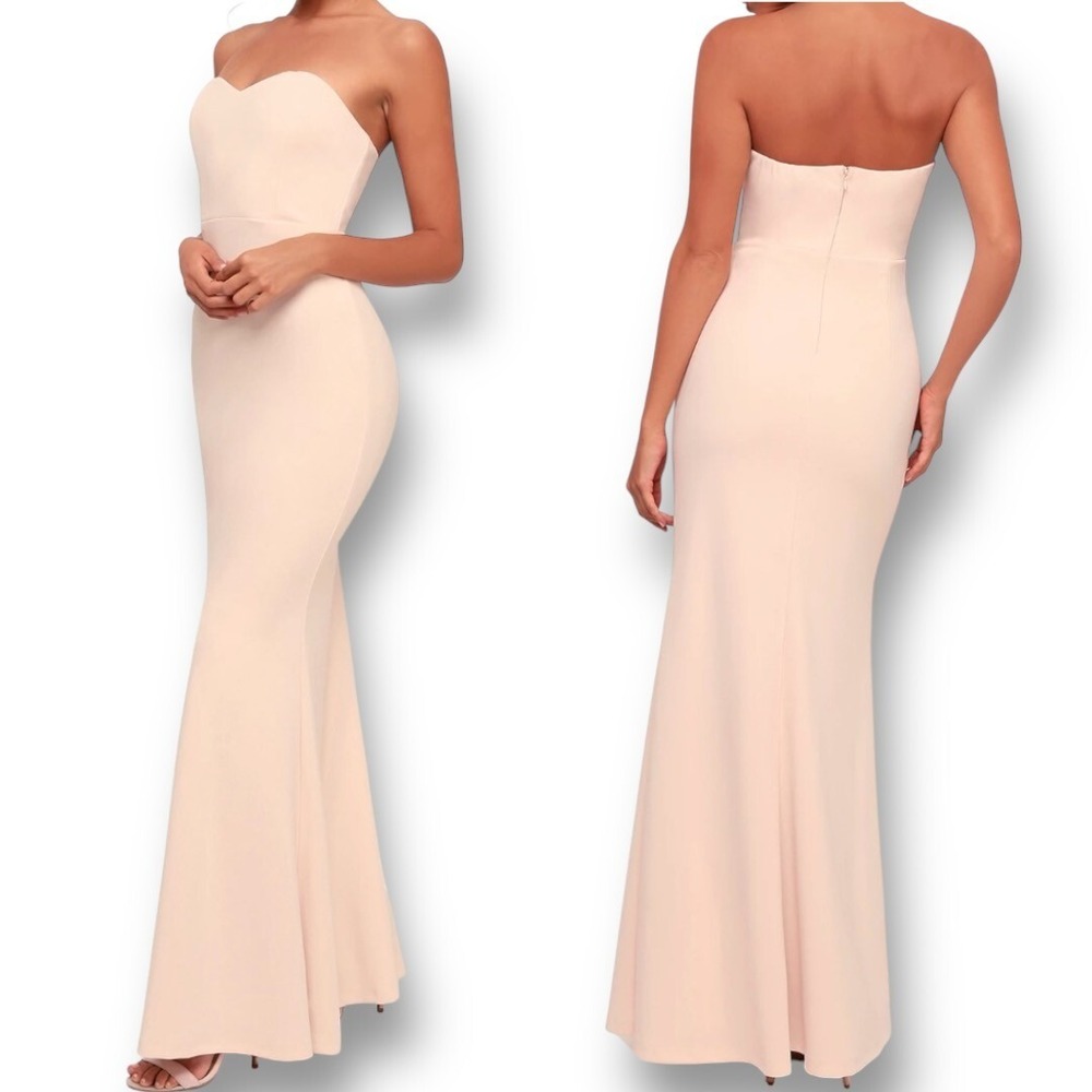 Lulus Soft Pink Mermaid Maxi Dress Strapless Lined Formal Homecoming Prom